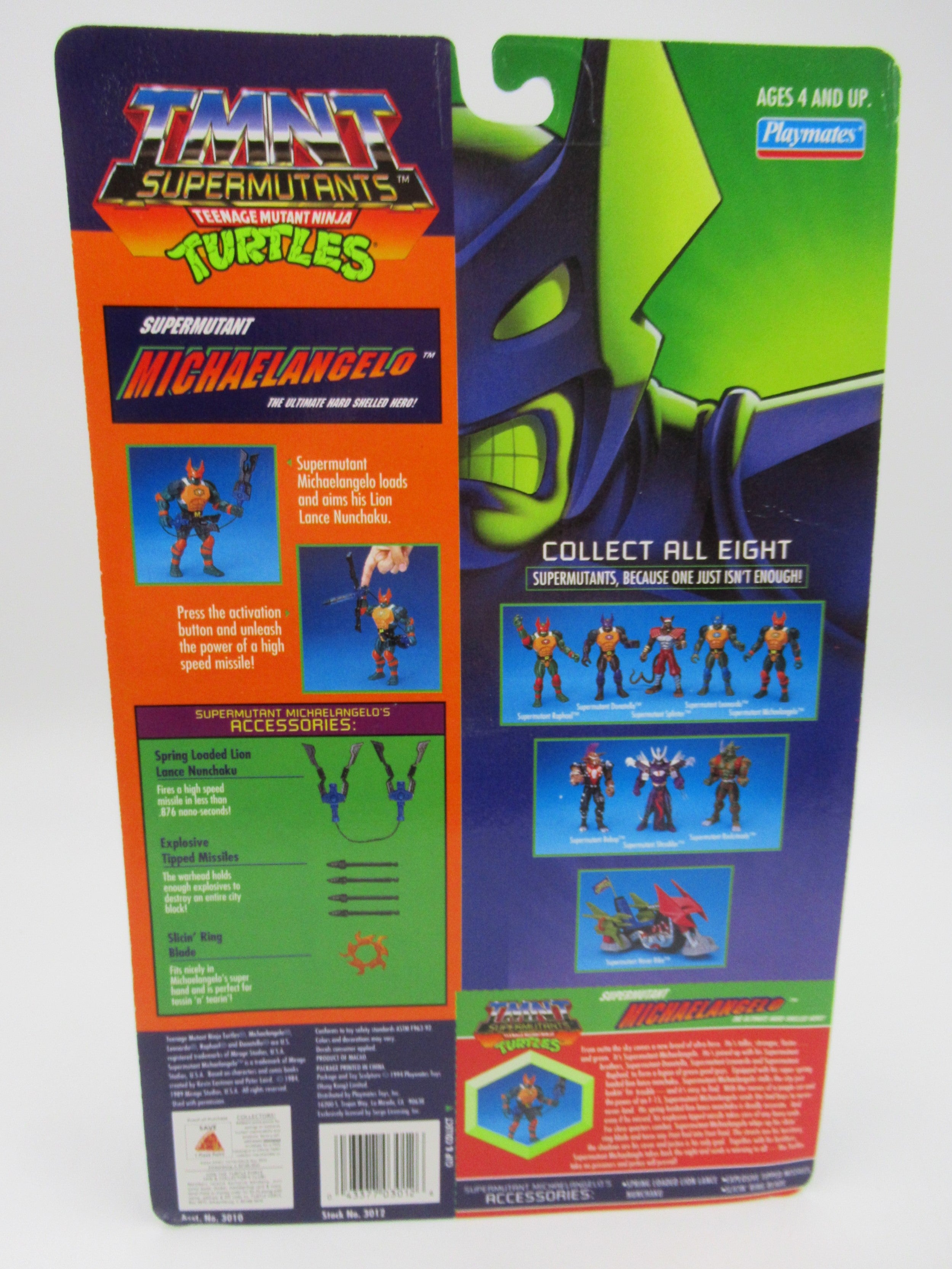Teenage Mutant Ninja Turtles Supermutants Michaelangelo 6" Figure TMNTs - Playmates (1994)